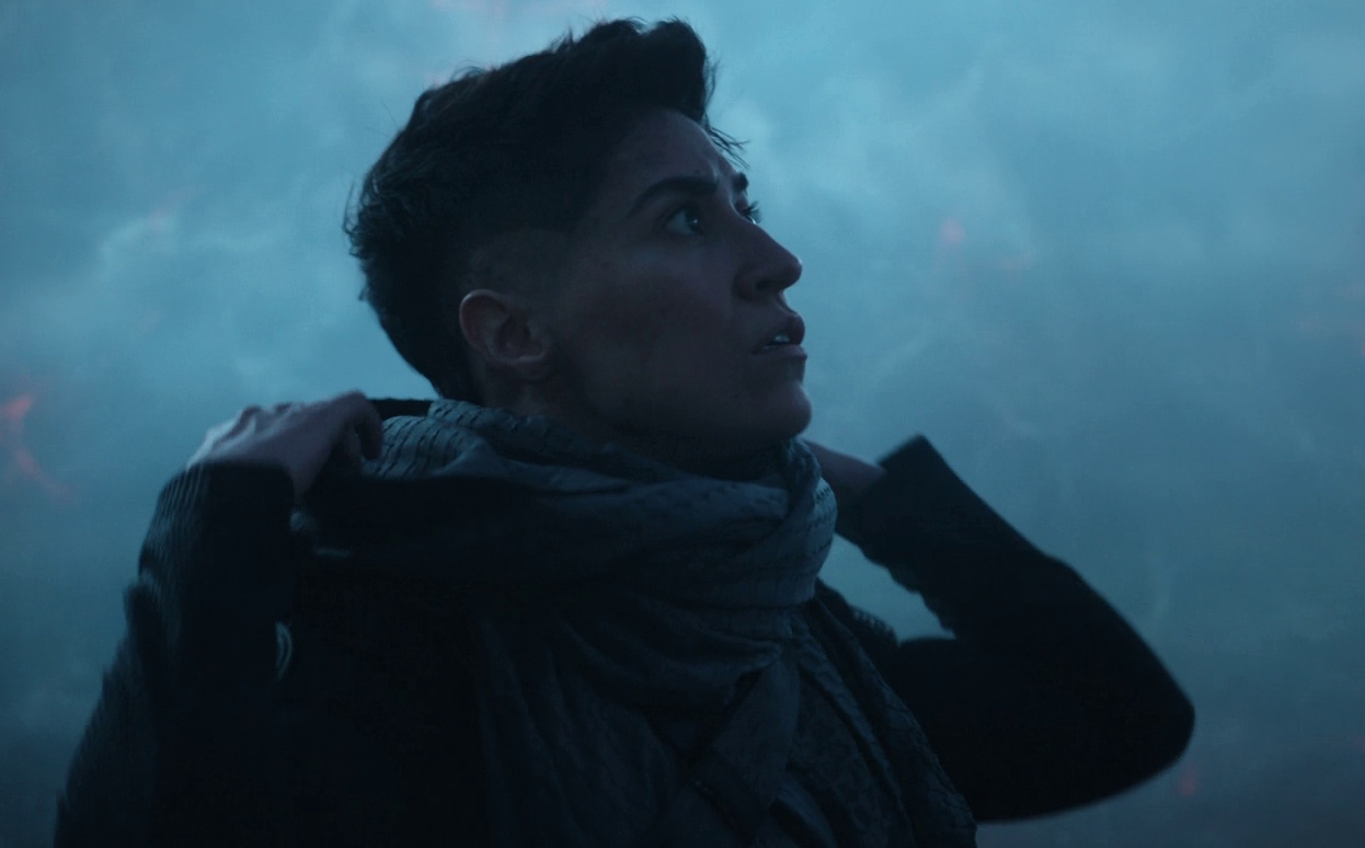 Still frame from Star Trek: Strange New Worlds showing Ortegas on an away mission.