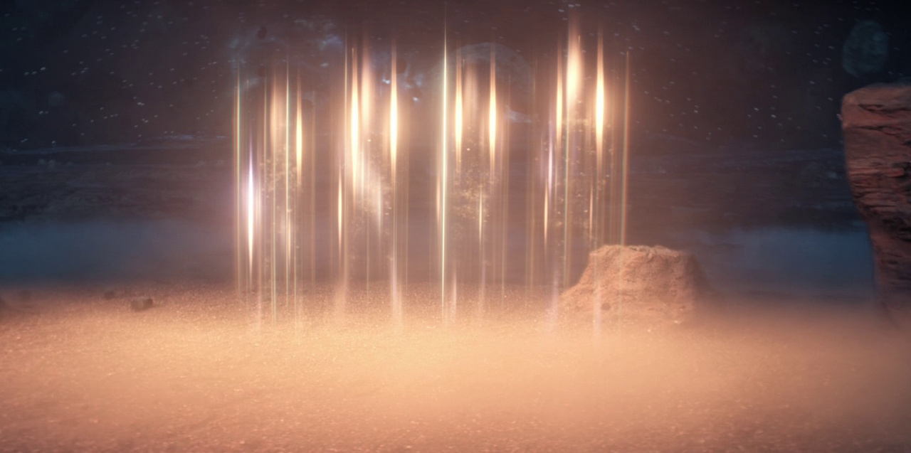 Still frame from Star Trek: Strange New Worlds 3x09 showing transporting.