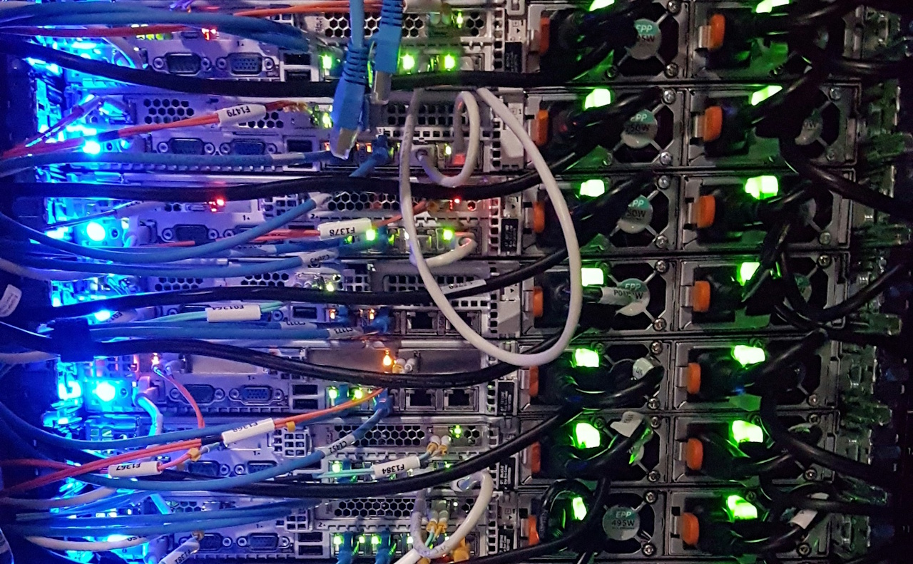 Stock photo of a server rack.