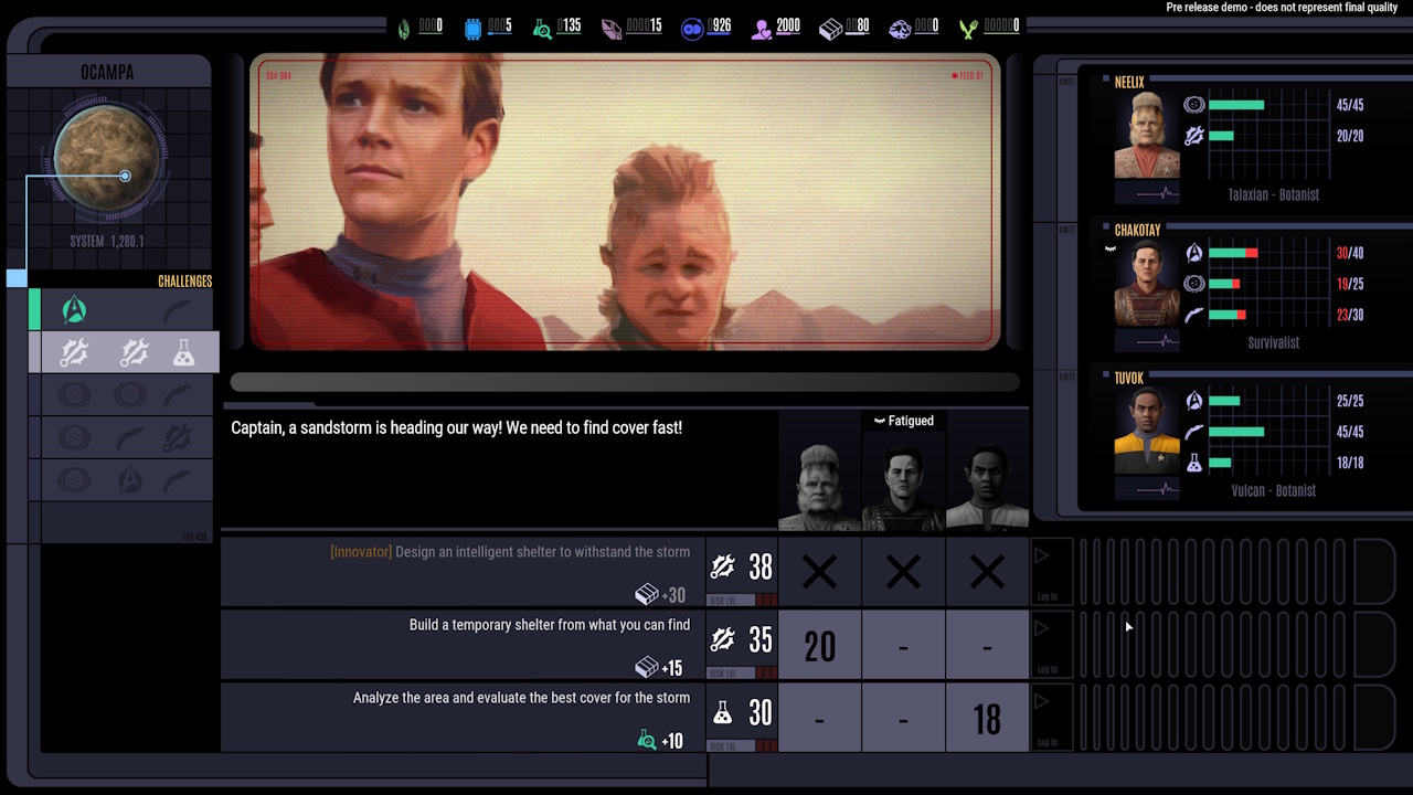 Screenshot of Star Trek: Voyager - Across The Unknown (demo version) showing an away mission.
