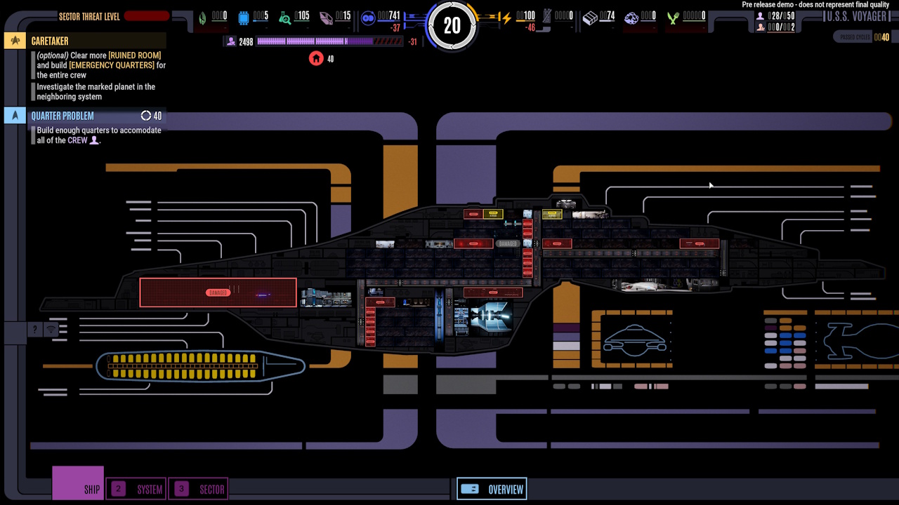 Screenshot of Star Trek: Voyager - Across The Unknown (demo version) showing the main view of the ship.