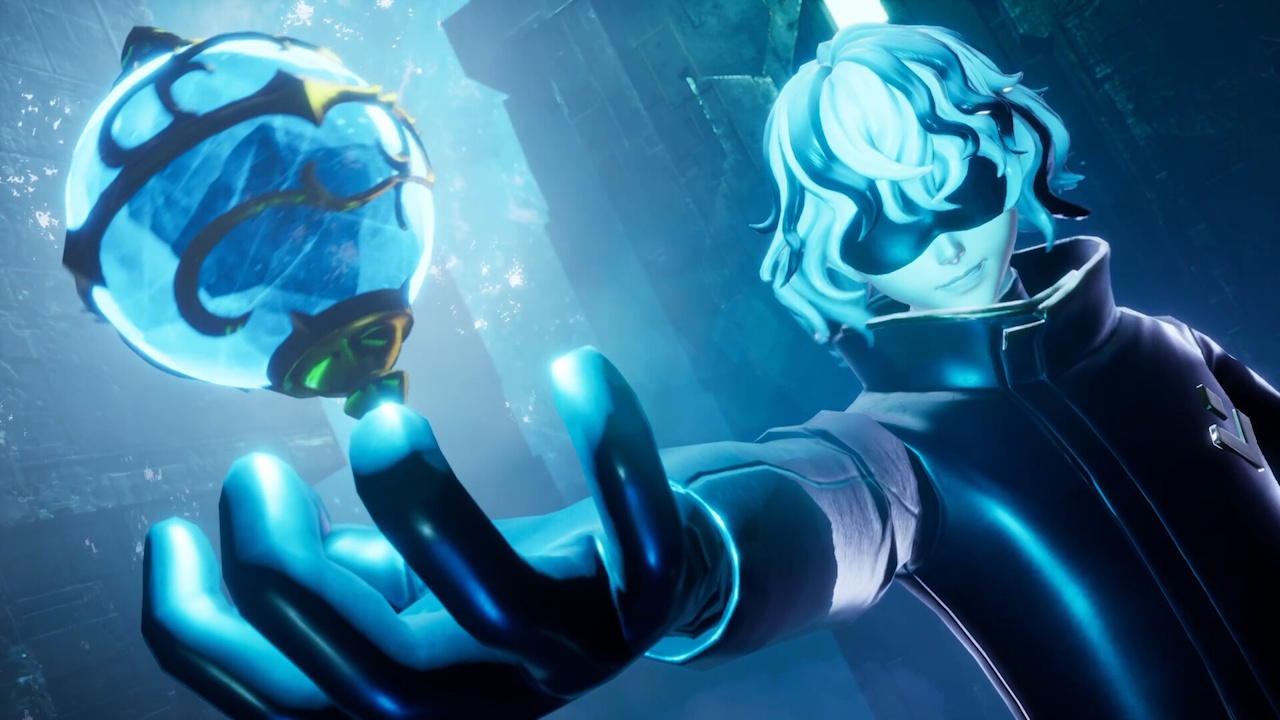 Promo art for Palworld showing a character holding a blue orb.