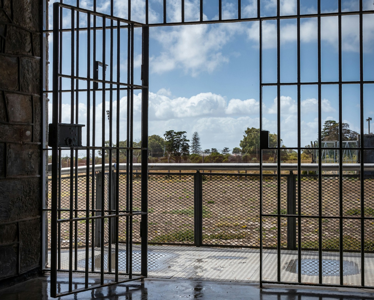 Stock photo of Robben Island prison in South Africa.