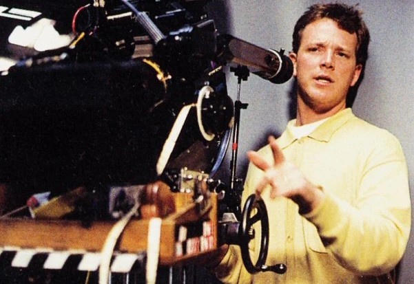 Behind-the-scenes photo from Star Trek Voyager showing Robert Duncan McNeill