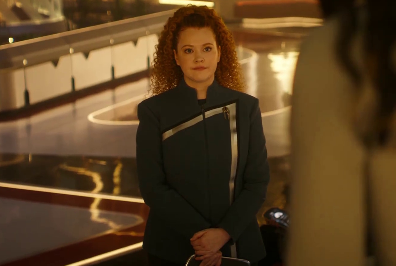 Still frame from the second trailer for Star Trek: Starfleet Academy showing Tilly.