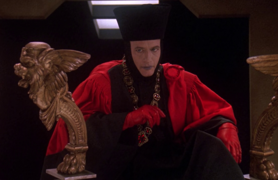 Still frame from Star Trek: The Next Generation showing Q.