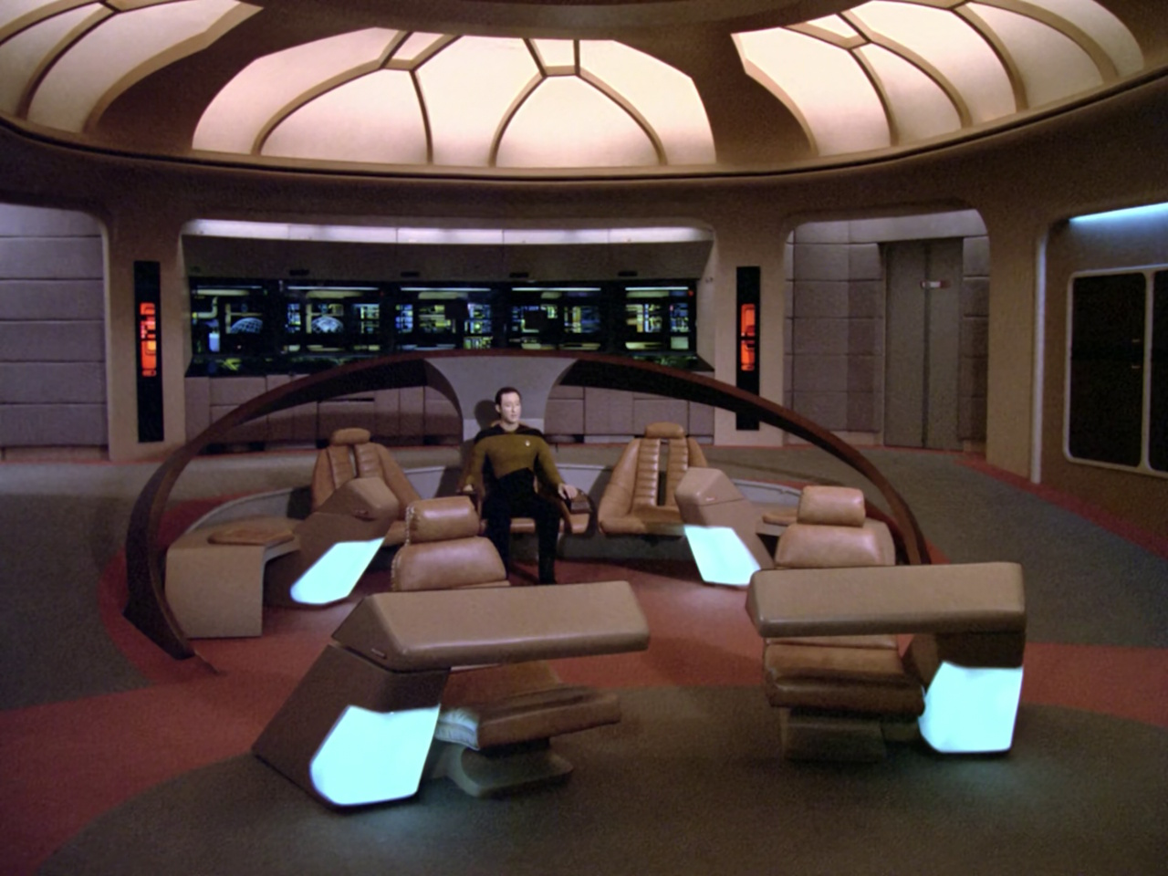 Still frame from Star Trek: The Next Generation showing Data on the bridge.