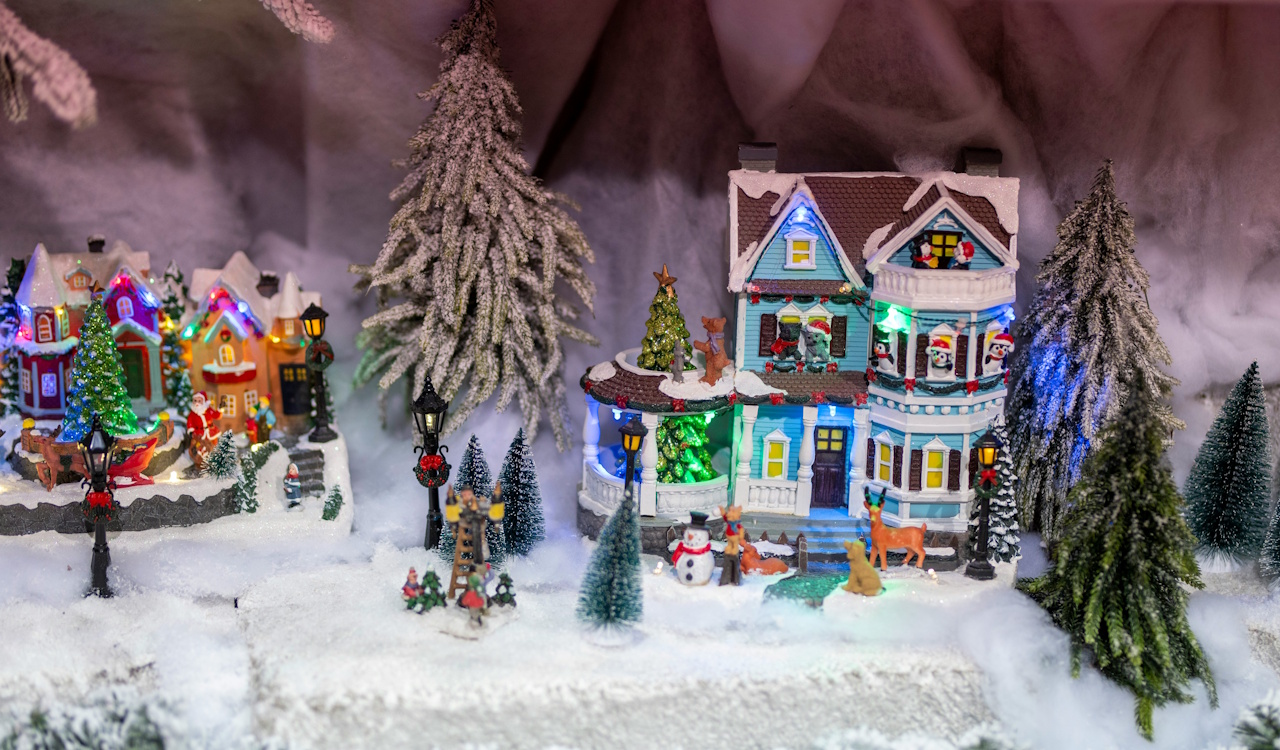 Stock photo of a model Christmas village.