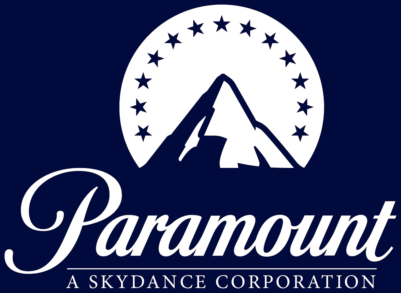 The new Skydance/Paramount logo (white on a navy blue background).