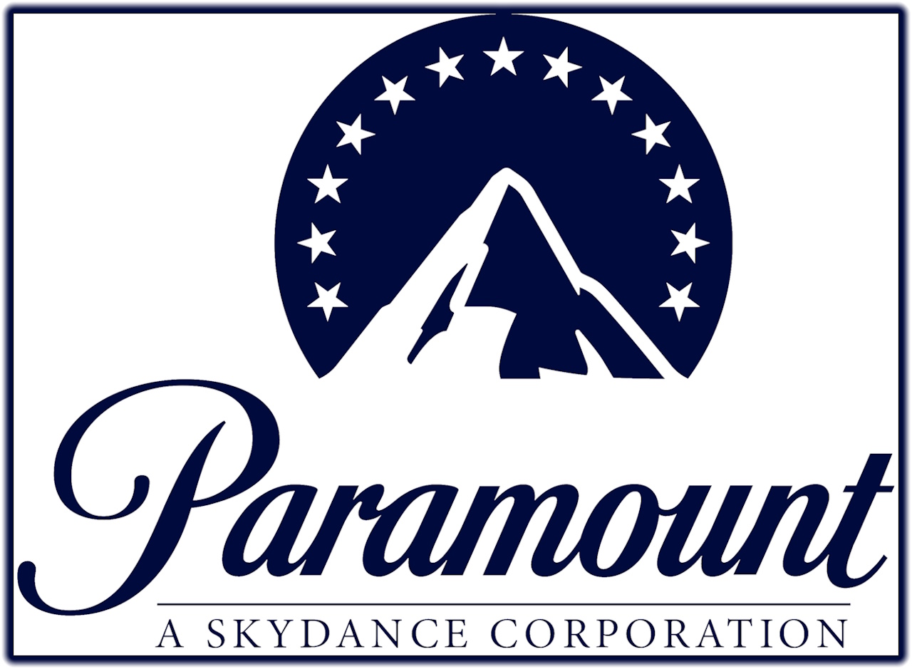 Paramount-Skydance logo white on blue.