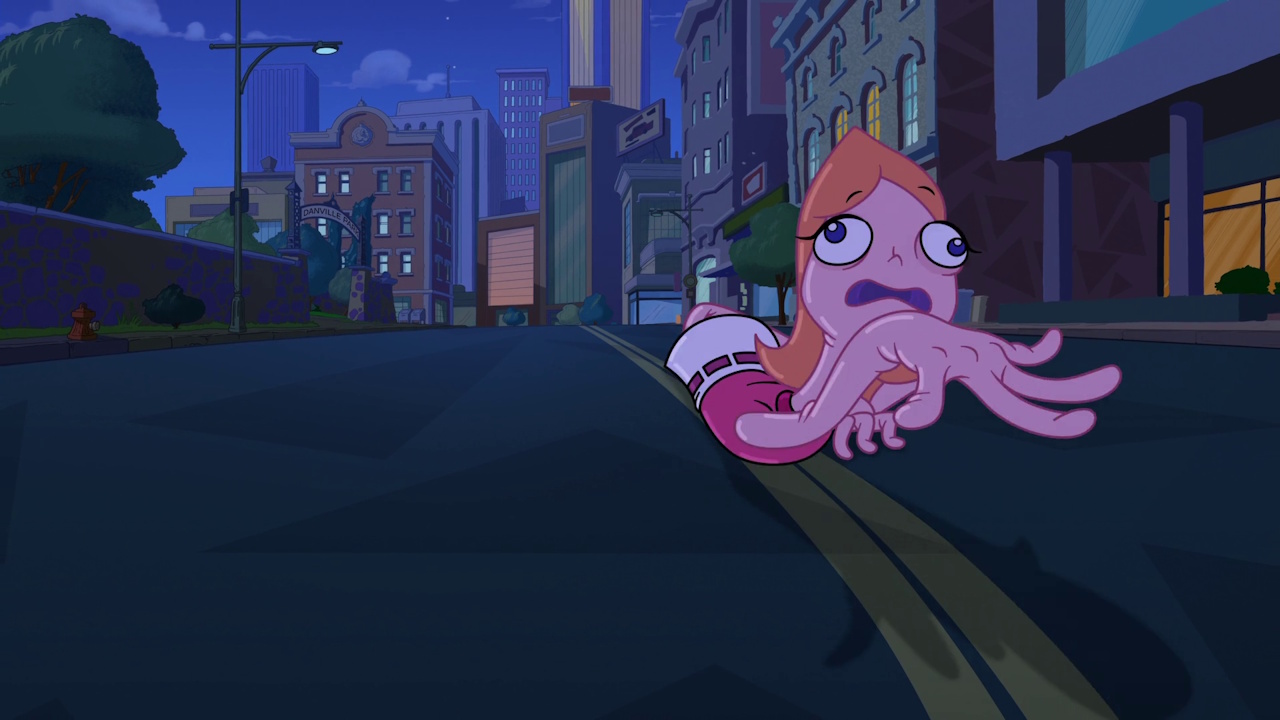 Still frame from Phineas and Ferb Season 5 showing the titular Candace Suit.