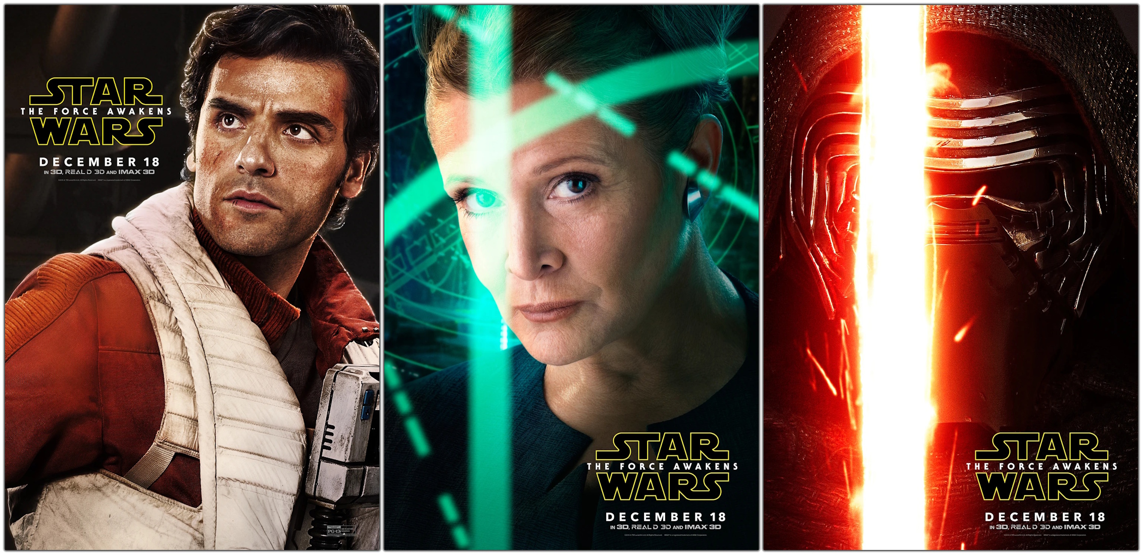 Trio of promotional posters for Star Wars VII: The Force Awakens (2015)