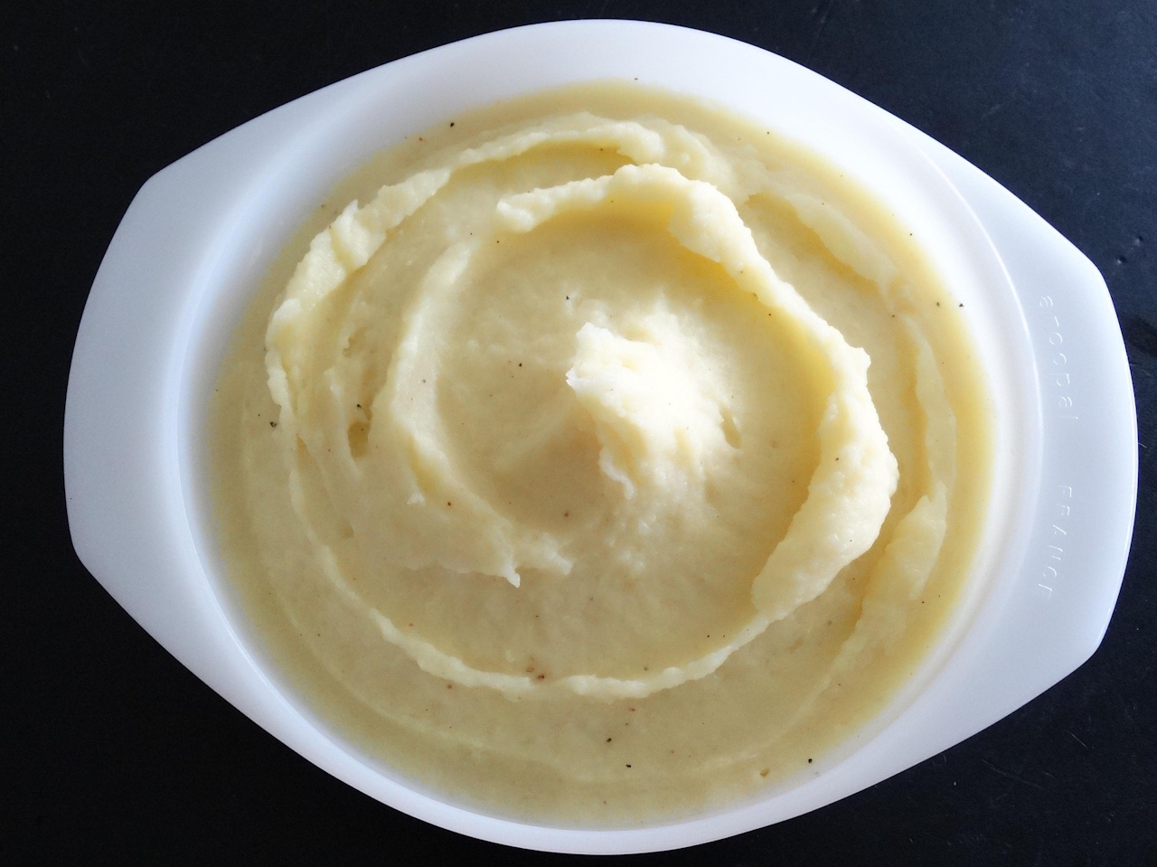 Stock photo of a bowl of mashed potatoes.