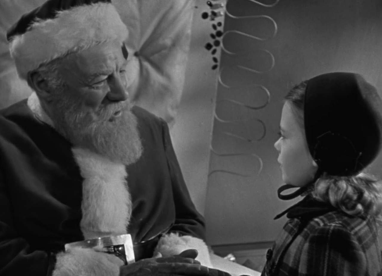 Still frame from Miracle on 34th Street (1947) showing Santa Claus.