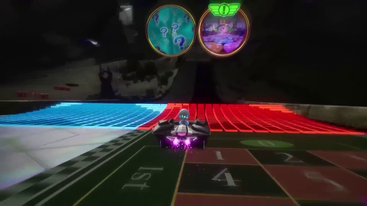 Promo screenshot for Sonic Racing: CrossWorlds showing a racer choosing between two portals.