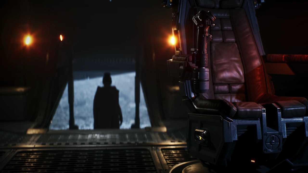 Still frame from the Star Wars: Fate of the Old Republic teaser showing the pilot's seat.