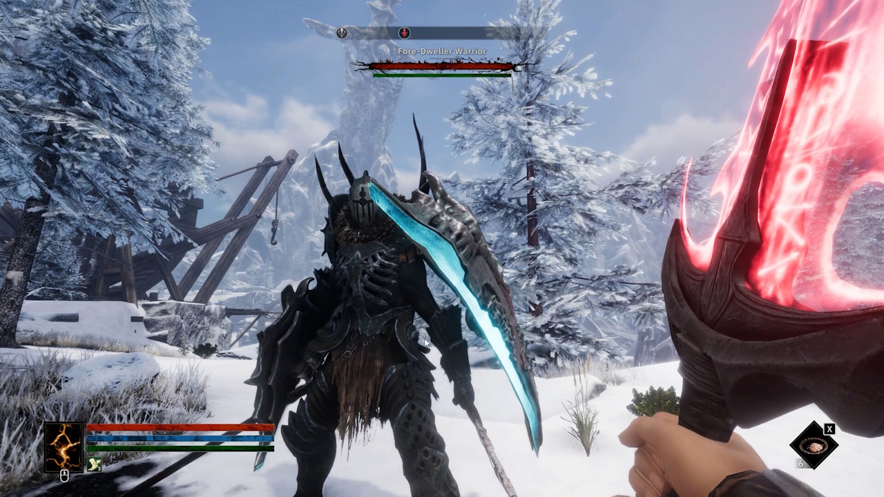 Promo screenshot for Tainted Grail: The Fall of Avalon showing a first-person combat encounter.