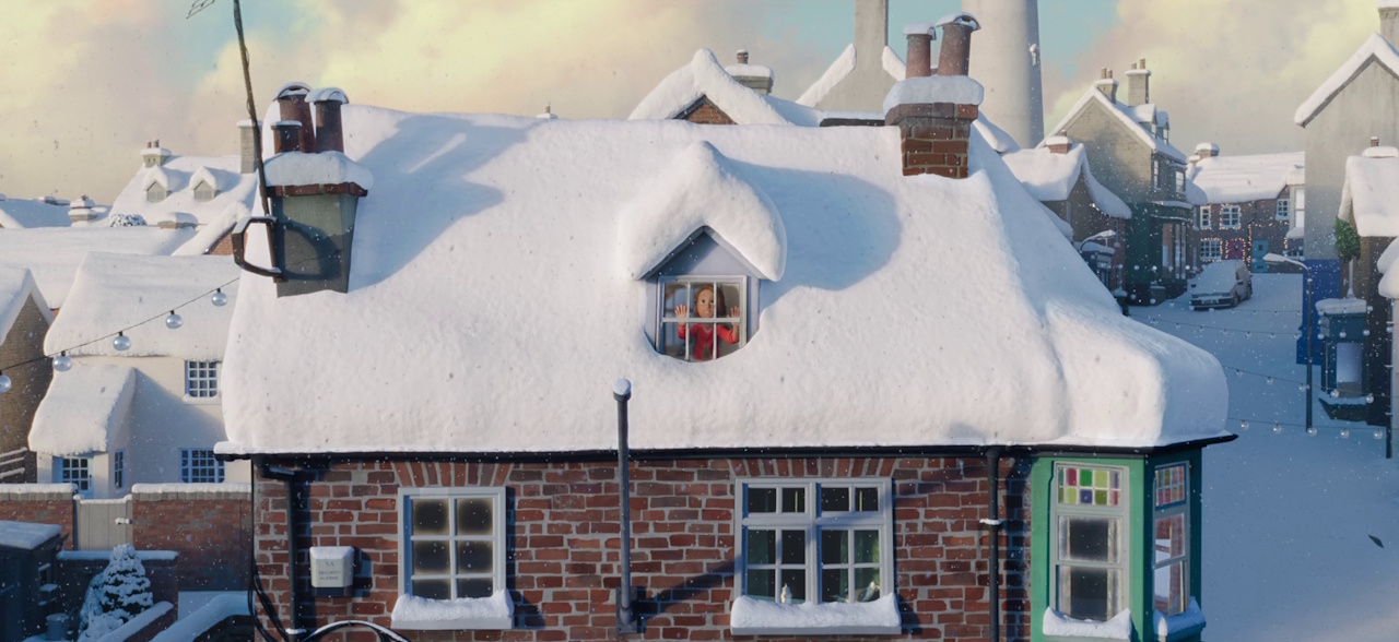 Still frame from That Christmas showing the Beccles' house.