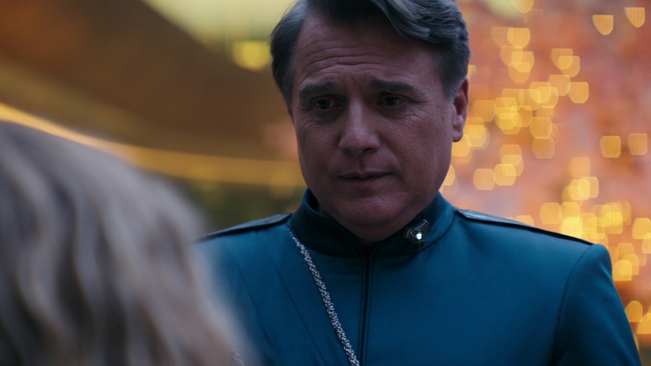 Still frame from Star Trek: Starfleet Academy Season 1 showing the president of Betazed.