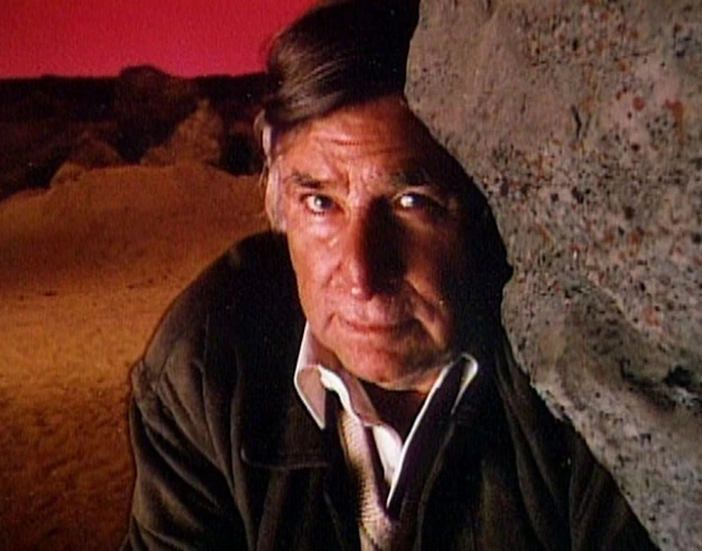 Promotional photo of Star Trek: The Next Generation creator Gene Roddenberry on set.