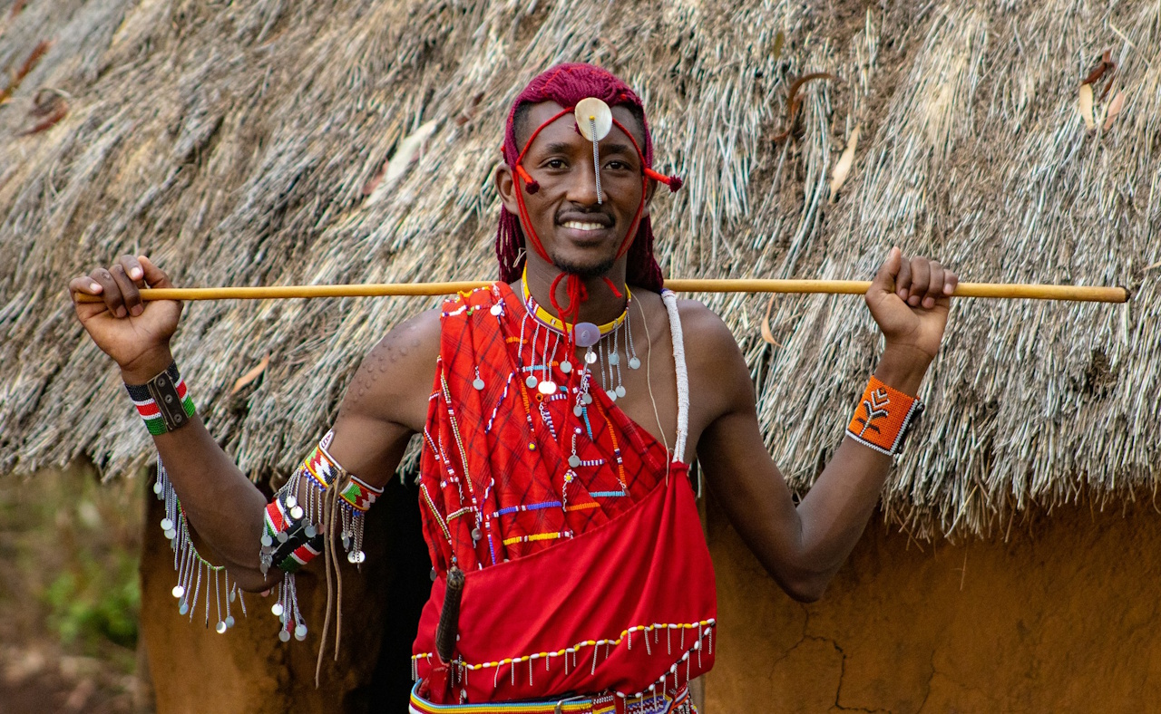 Stock photo of a man in traditional dress from Kenya.