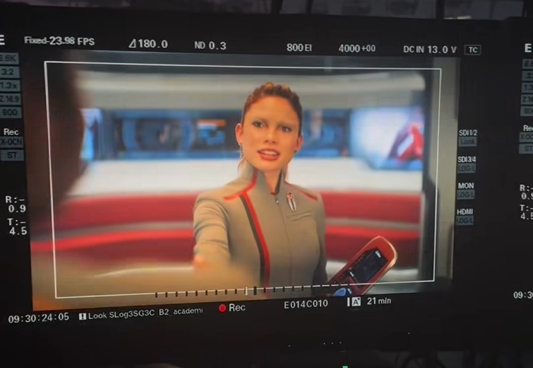 Behind-the-scenes image from Star Trek: Starfleet Academy Season 1 showing Genesis (on a production monitor).