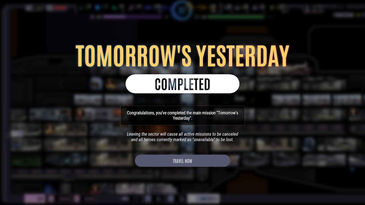 Screenshot of Across The Unknown showing sector complete