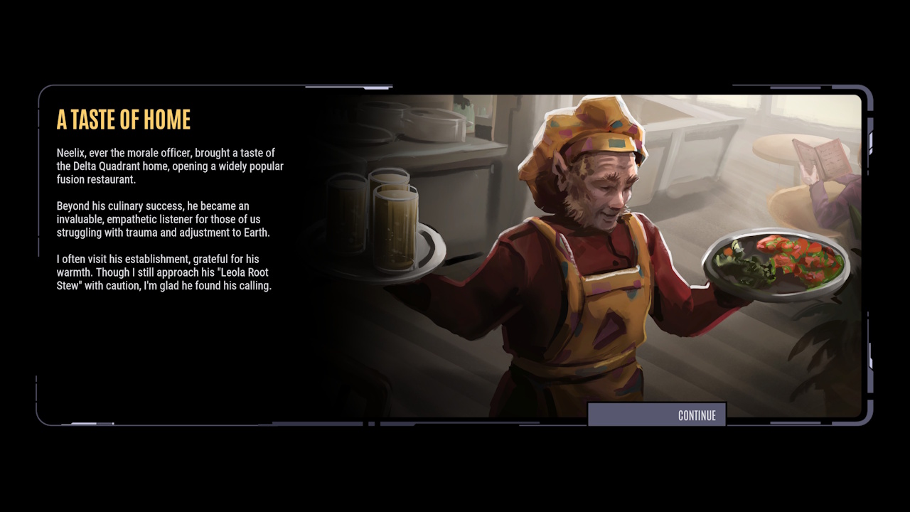 Screenshot of Across The Unknown showing an ending card