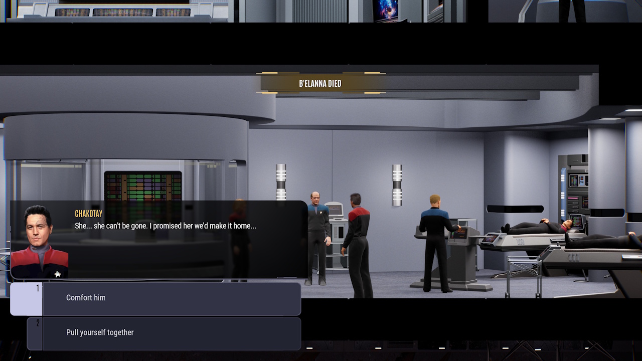 Screenshot of Across The Unknown showing B'Elanna dying