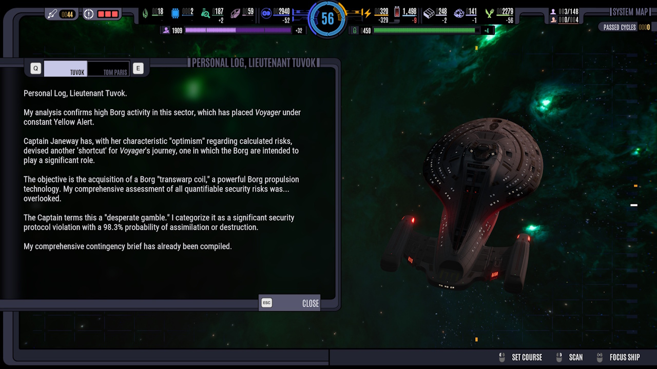 Screenshot of Across The Unknown showing a log