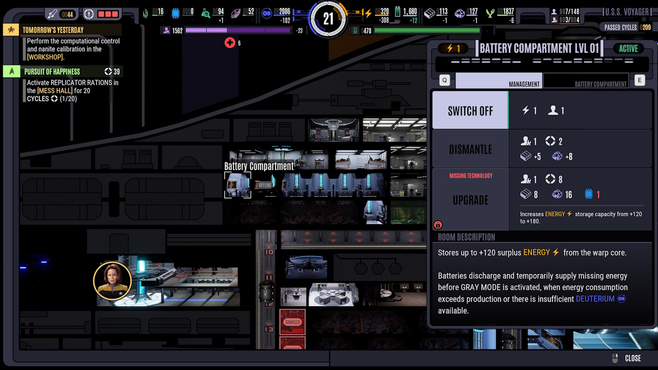 Screenshot of Across The Unknown showing a battery room