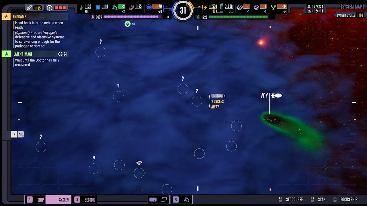 Screenshot of Across The Unknown showing a nebula