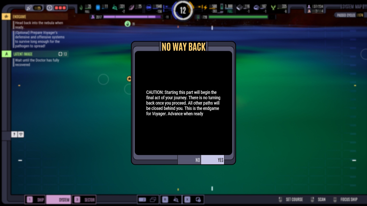 Screenshot of Across The Unknown showing no way back