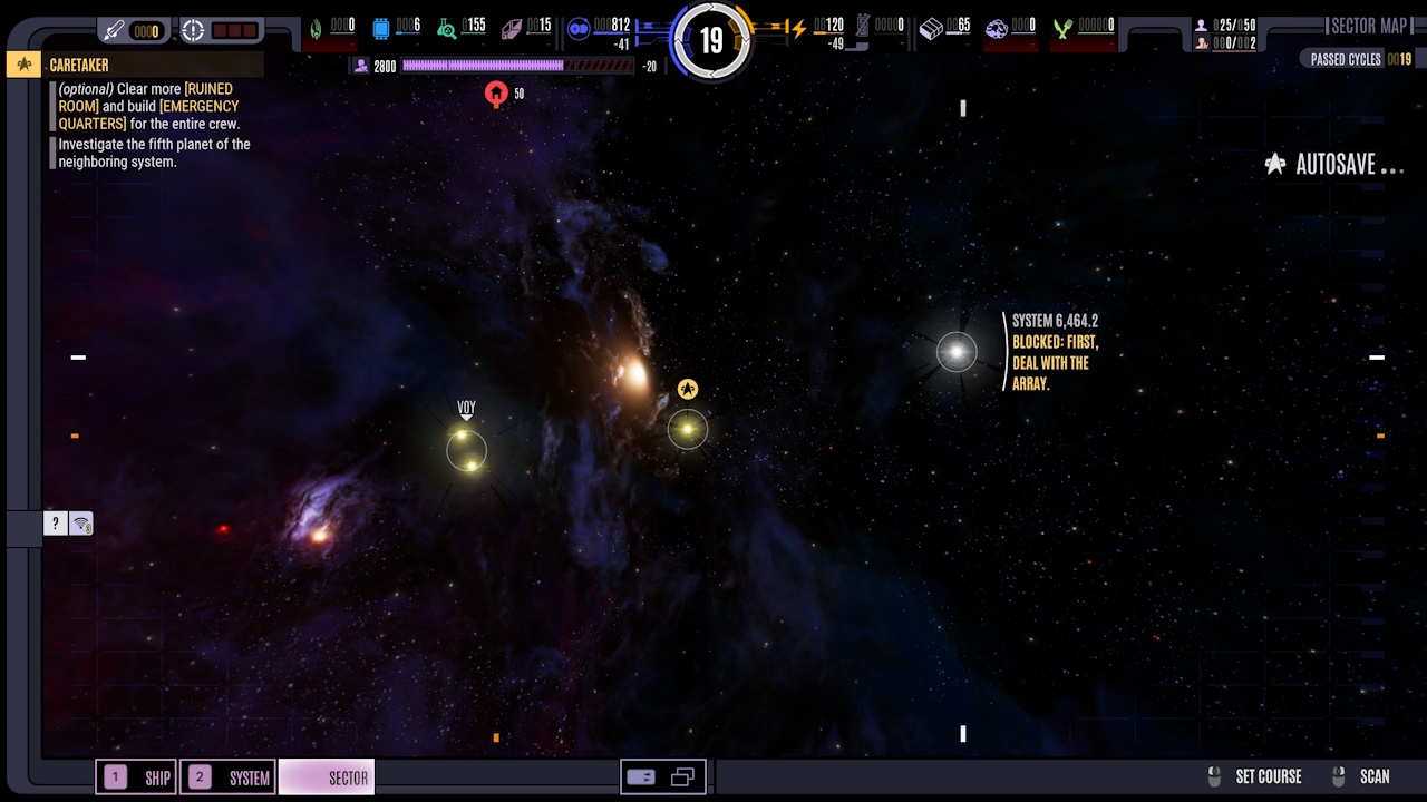 Screenshot of Across The Unknown showing sector view