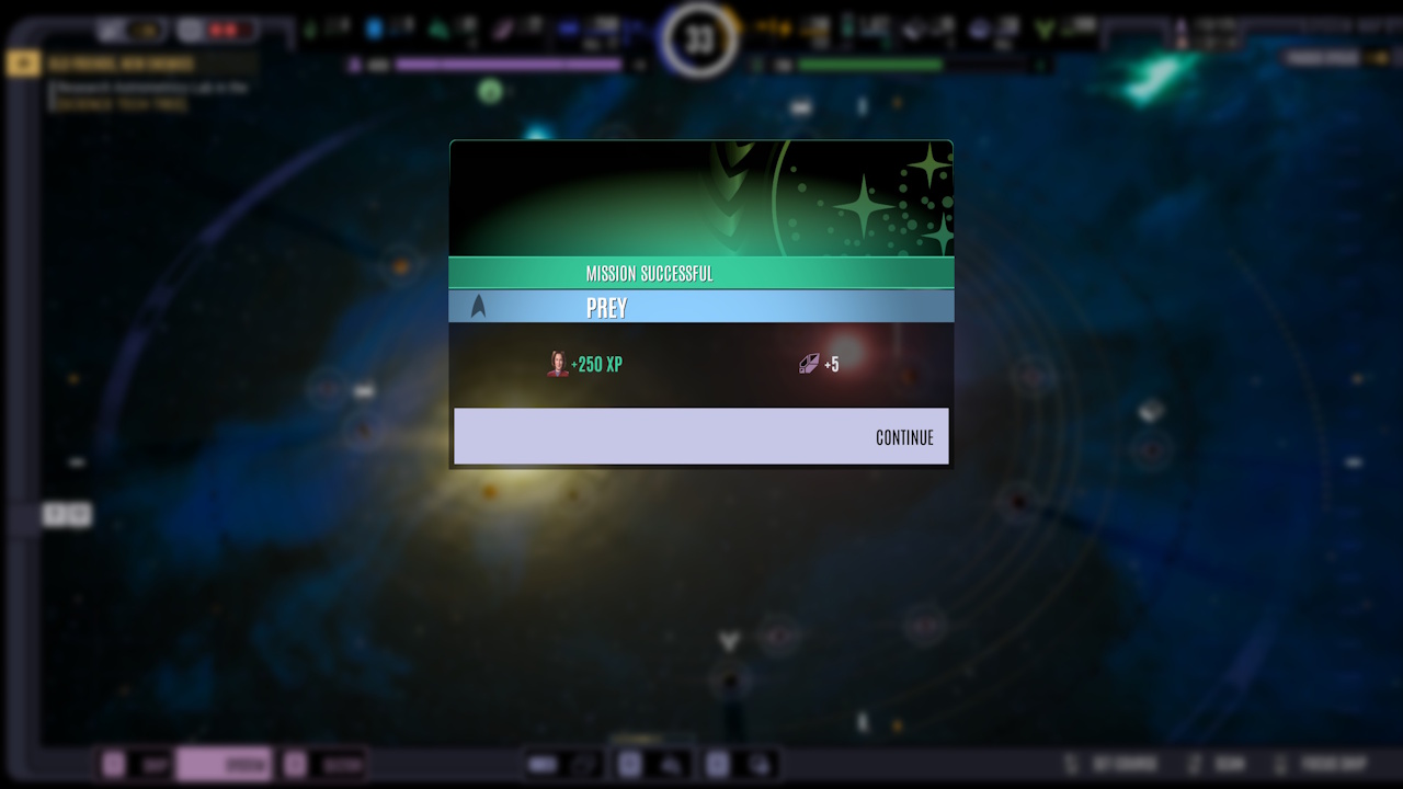 Screenshot of Across The Unknown showing a completed mission