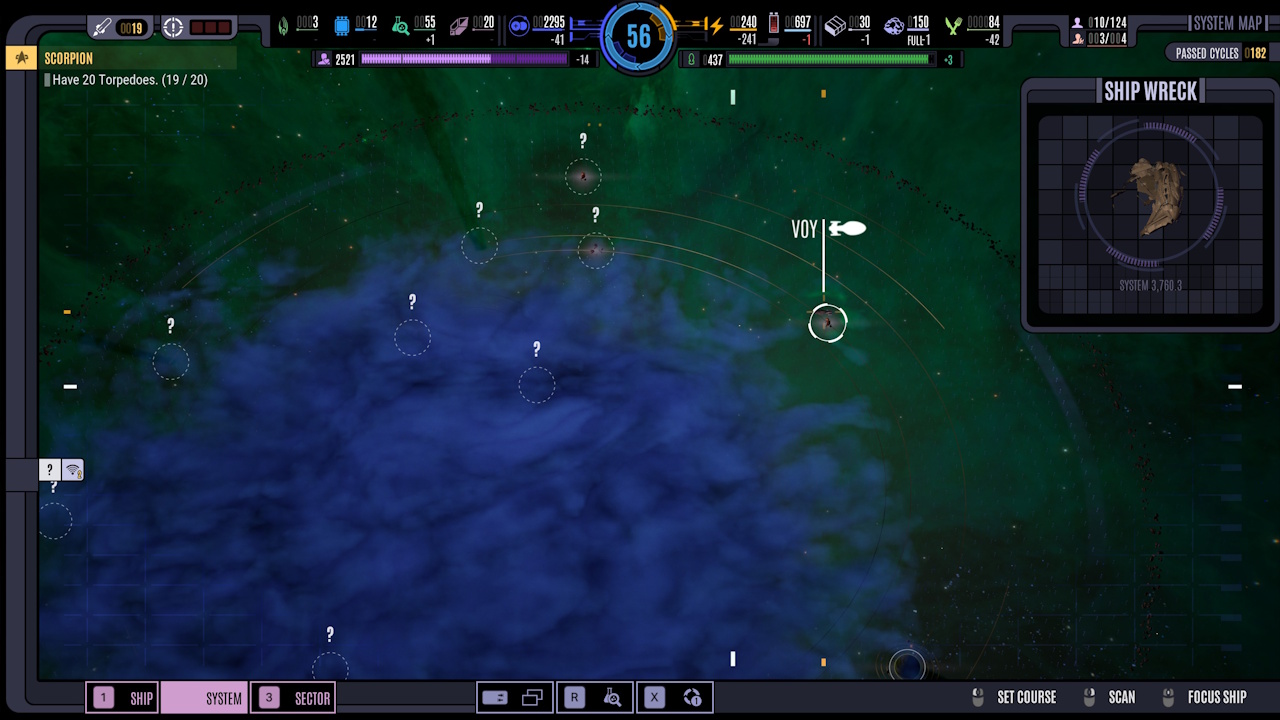 Screenshot of Across The Unknown showing a nebula