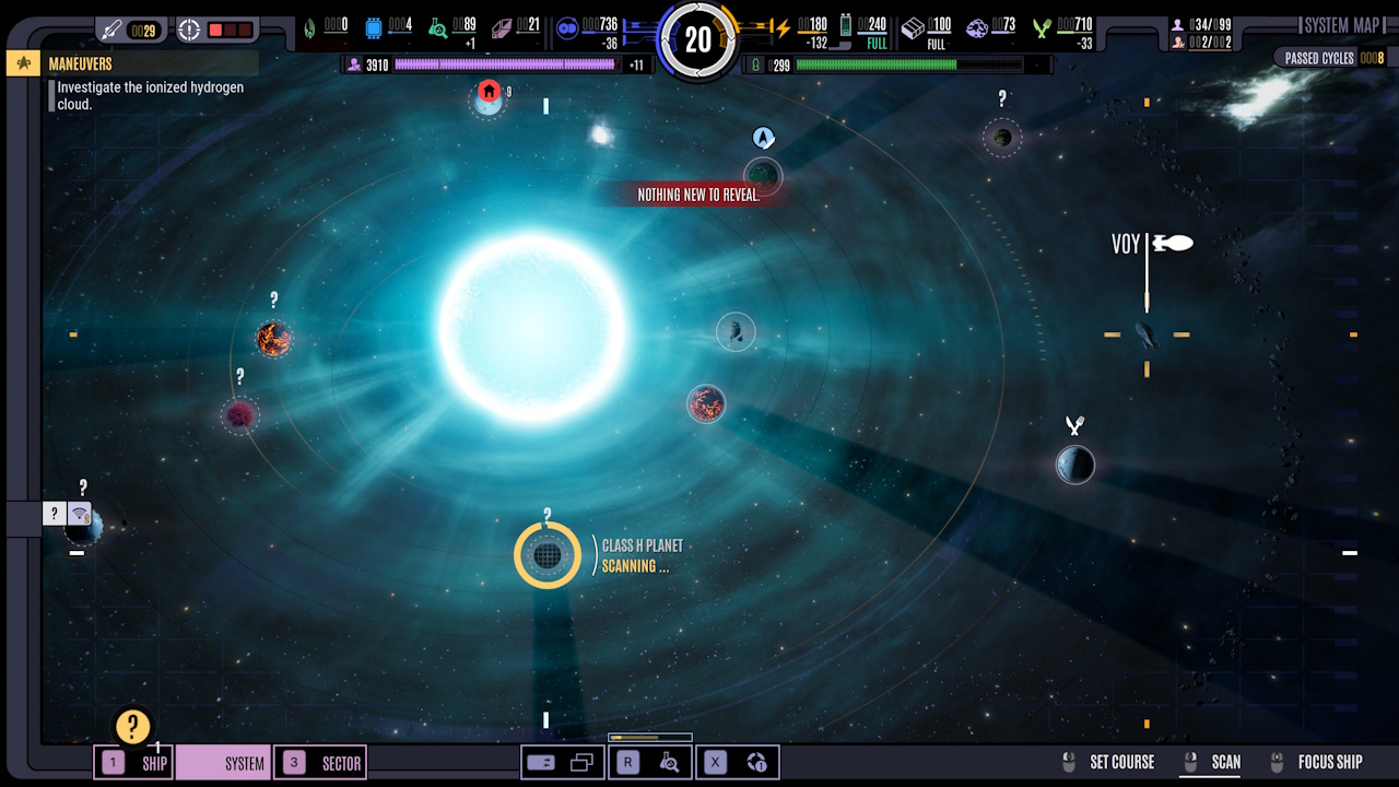 Screenshot of Across The Unknown showing system view