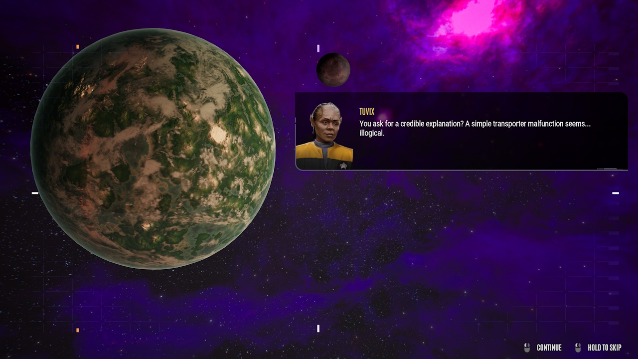 Screenshot of Across The Unknown showing Tuvix