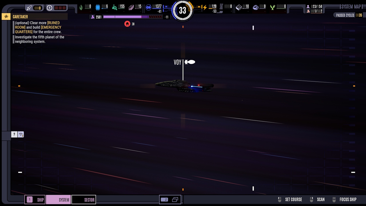 Screenshot of Across The Unknown showing warp speed