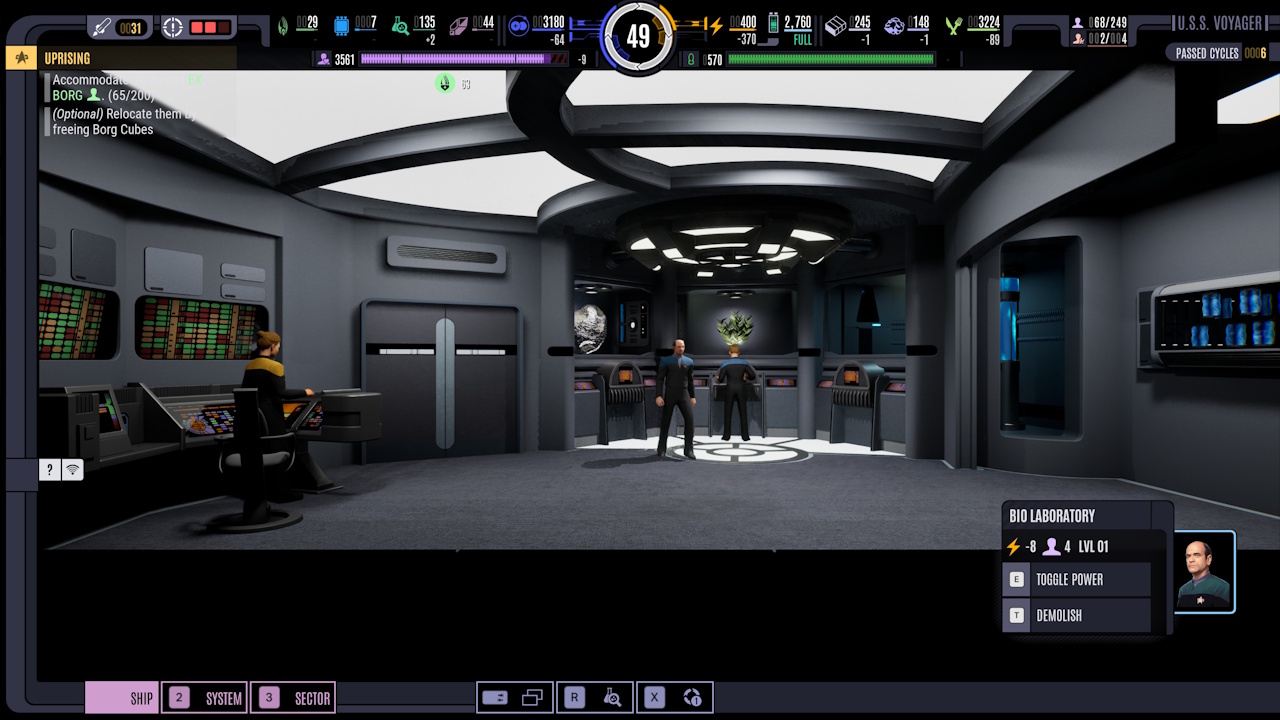 Screenshot of Across The Unknown showing a bio lab