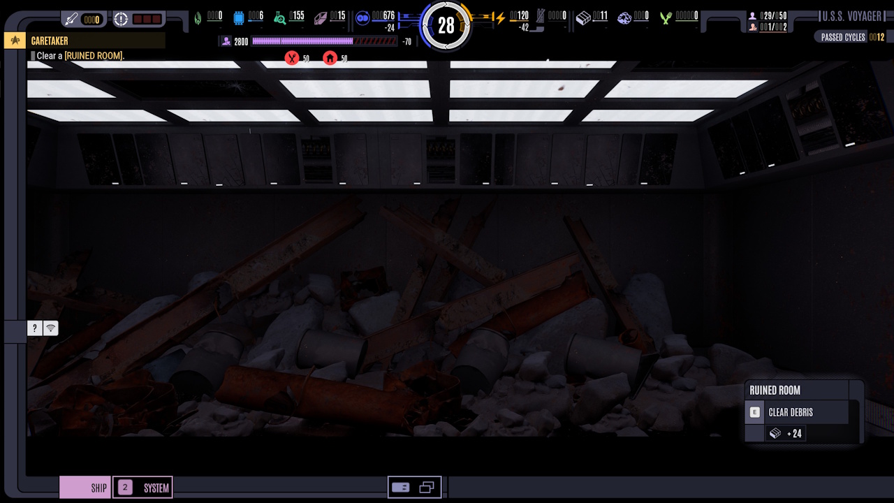 Screenshot of Across The Unknown showing a ruined room