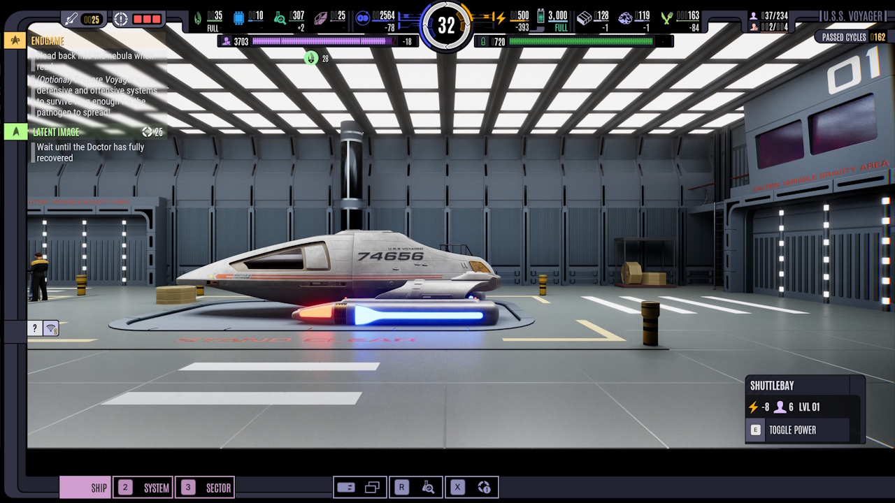 Screenshot of Across The Unknown showing the shuttlebay