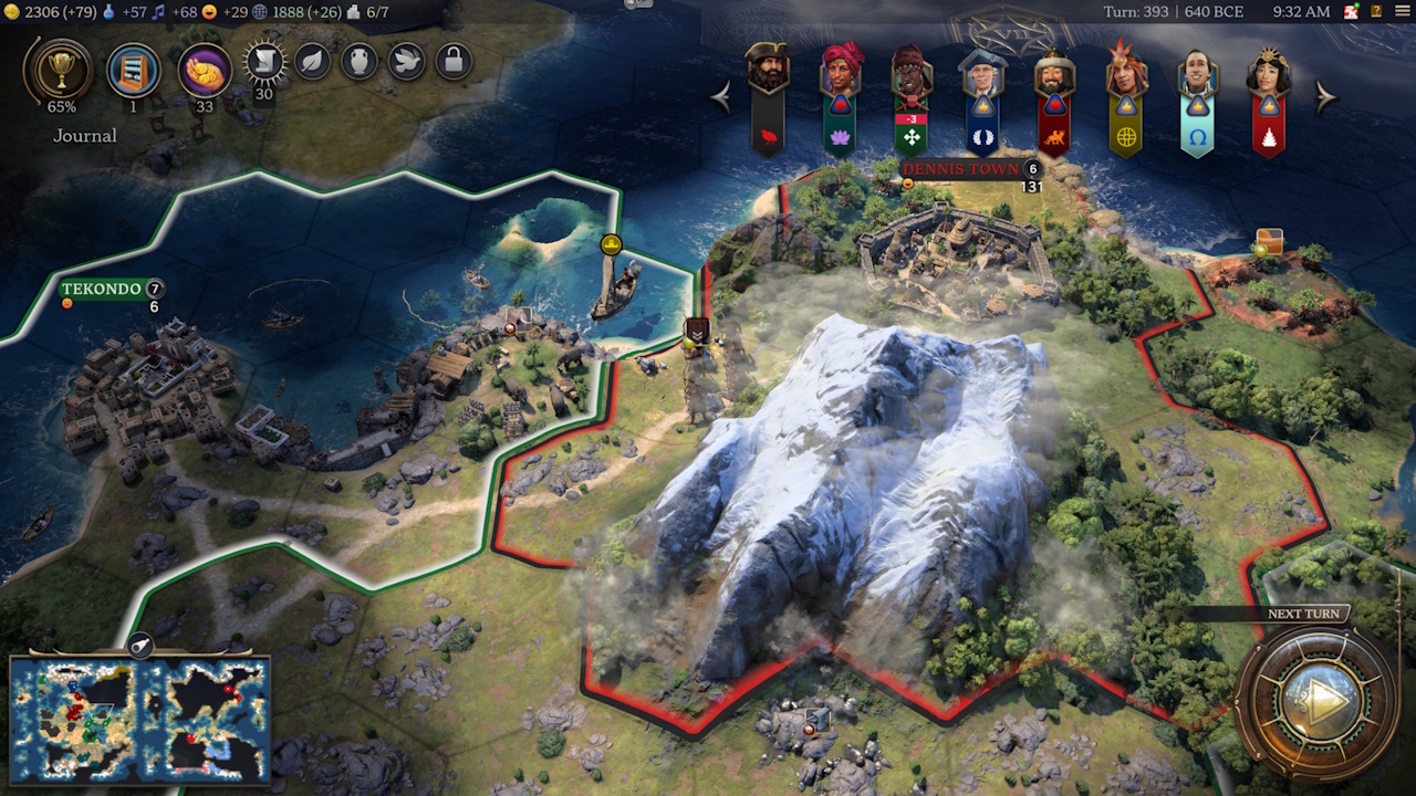 Screenshot of Civilization VII showing archers and Mount Everest.