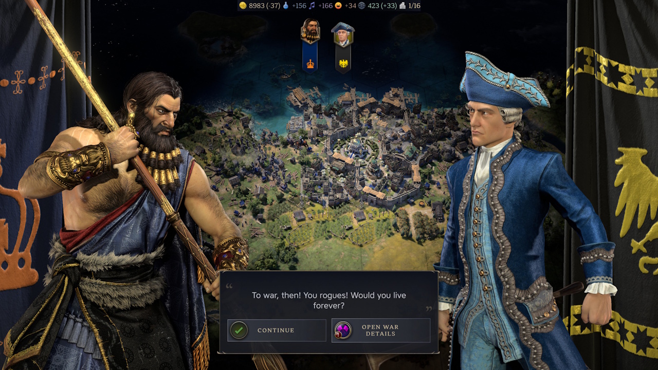 Screenshot of Civilization VII showing a declaration of war.