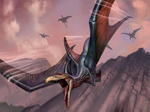 Screenshot from The Elder Scrolls: Legends showing a Cliff Racer in flight.