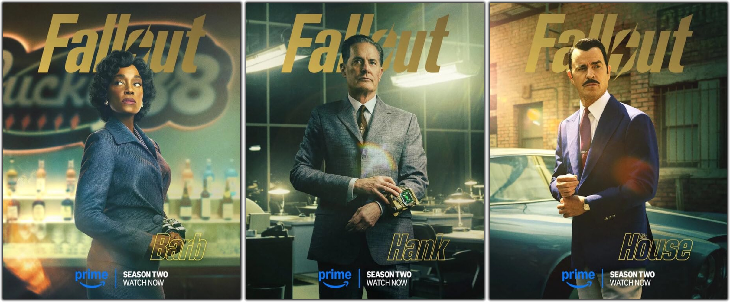 Three Fallout S2 promo posters.