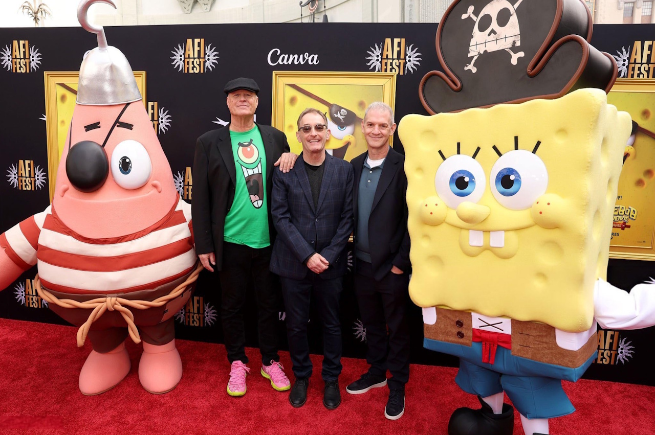 Derek Drymon, Bill Fagerbakke, and Tom Kenny at an event for The SpongeBob Movie: Search for SquarePants (2025)