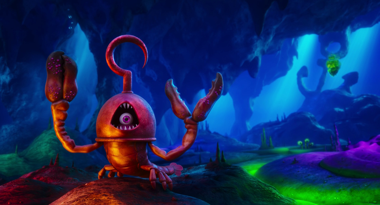 Still frame from The SpongeBob Movie: Search for SquarePants (2025) showing a monster.