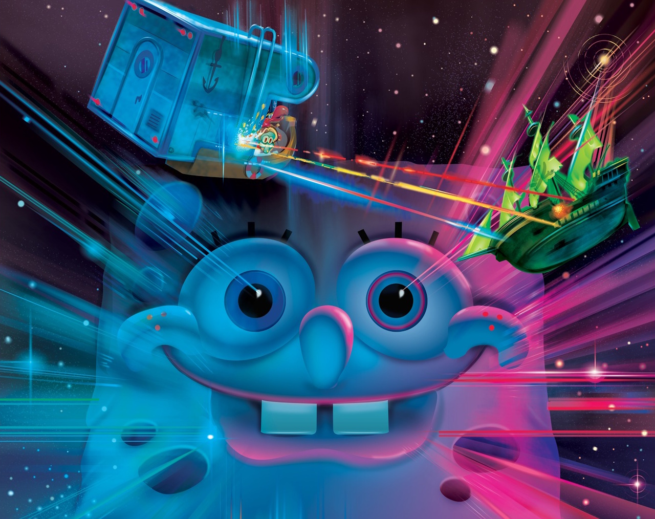 Cropped promo poster for The Search for SquarePants (in a Star Trek style).