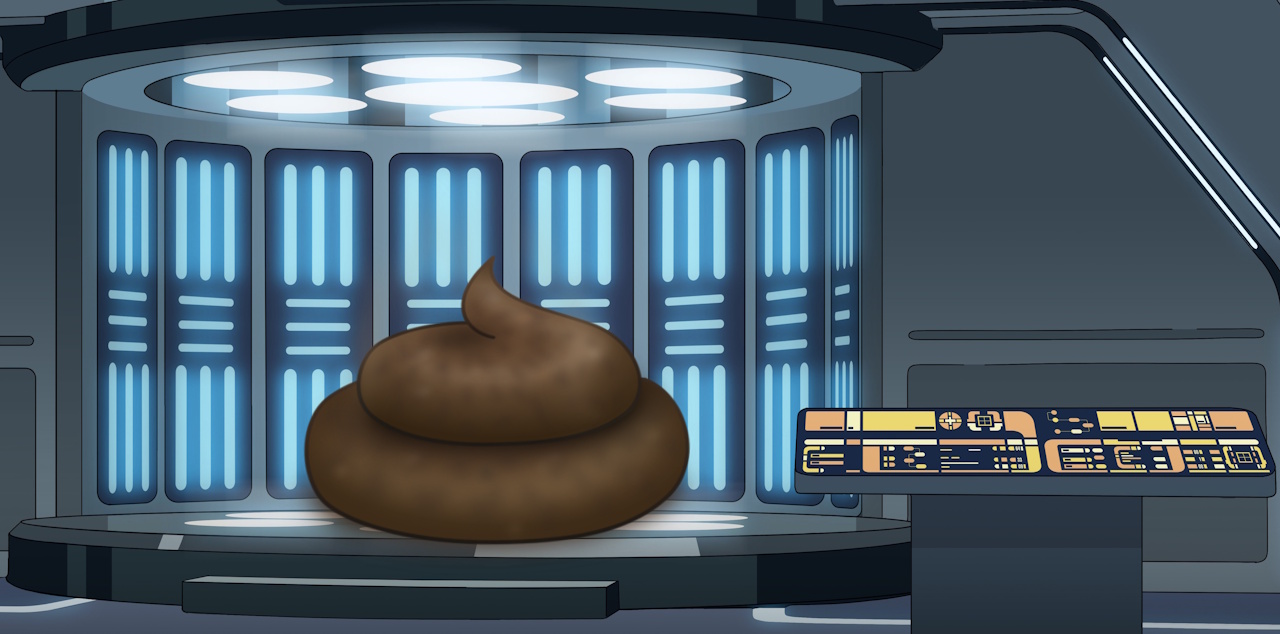 Star Trek art of a giant poo on a transporter pad.